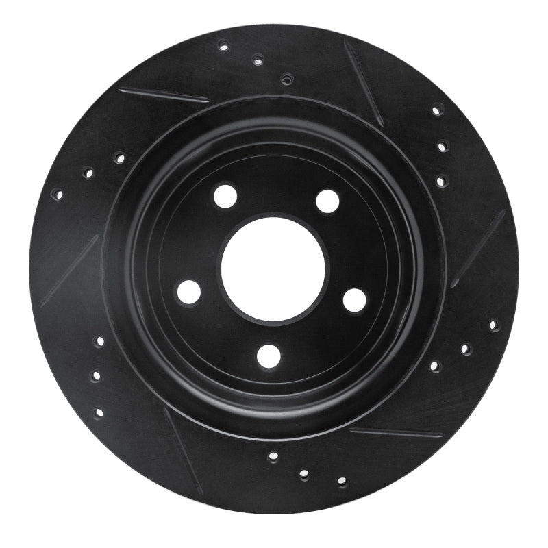 R1 Concepts R1 08-10 Chevrolet Cobalt Rear Left Drilled & Slotted Black Brake Rotor