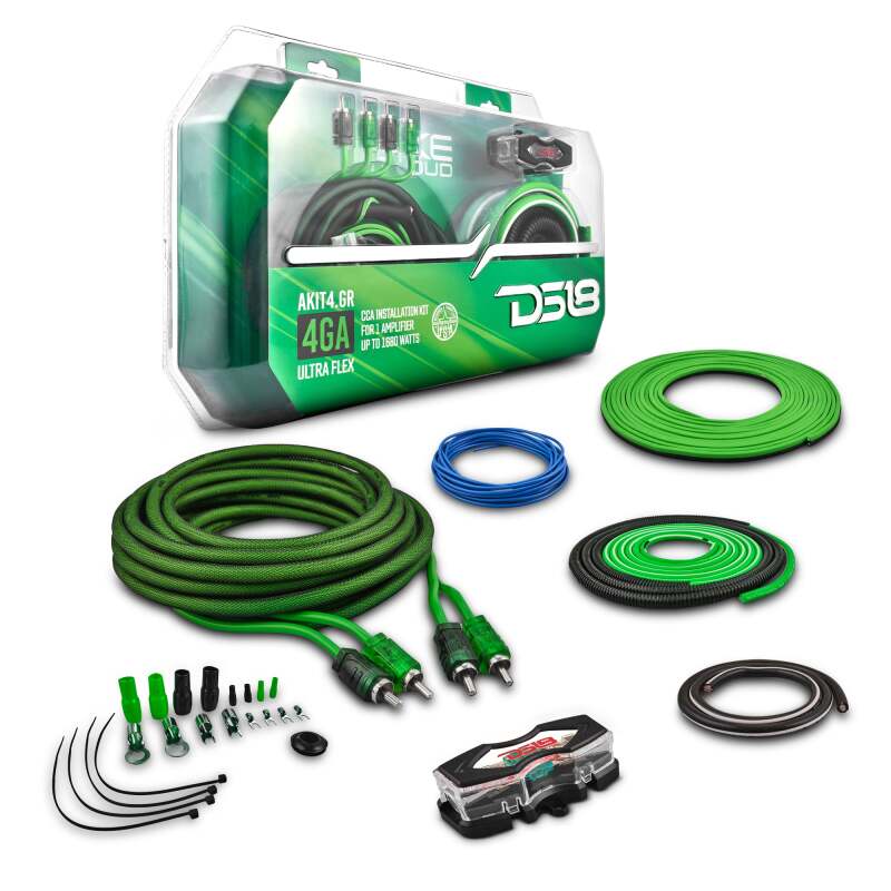 DS18 4-GA Amplifier Install Kit Advance- Green