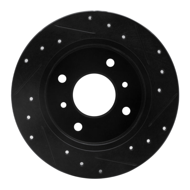 R1 Concepts R1 90-06 Infiniti G20 Rear Left Drilled & Slotted Black Brake Rotor