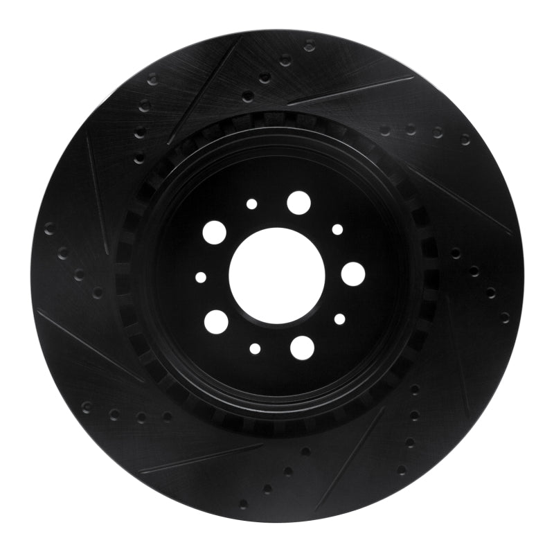 R1 Concepts R1 04-07 Volvo V70 Rear Right Drilled & Slotted Black Brake Rotor