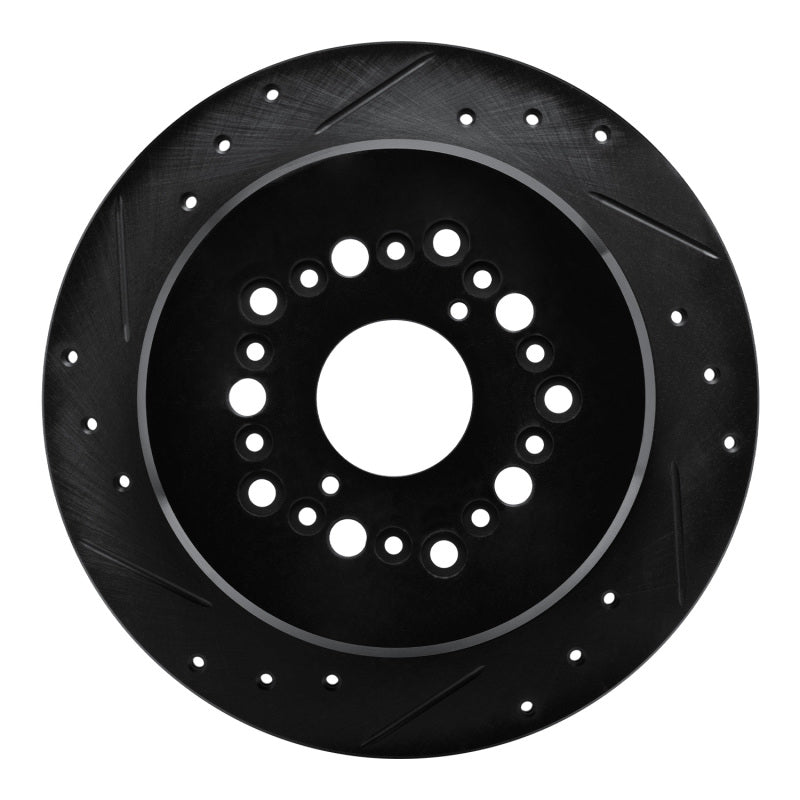 R1 Concepts R1 90-92 Lexus LS400 Rear Left Drilled & Slotted Black Brake Rotor