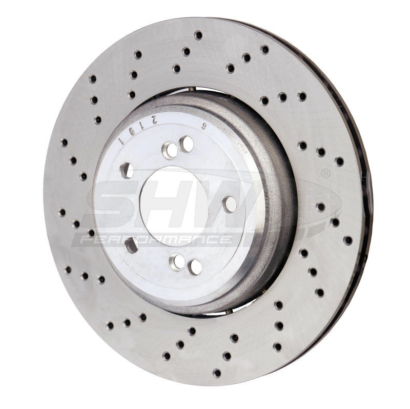 SHW Performance SHW 08-13 BMW M3 4.0L Left Rear Cross-Drilled Lightweight Brake Rotor (34212283803)