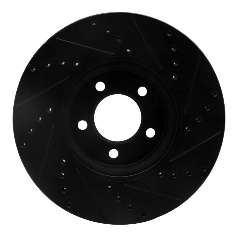 R1 Concepts R1 06-08 Jaguar S-Type Front Left Drilled & Slotted Black Brake Rotor
