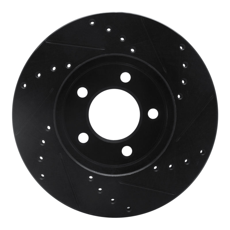 R1 Concepts R1 91-00 Ford Thunderbird Front Left Drilled & Slotted Black Brake Rotor