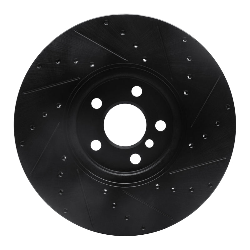 R1 Concepts R1 15-19 Mini Cooper Clubman Front Left Drilled & Slotted Black Brake Rotor