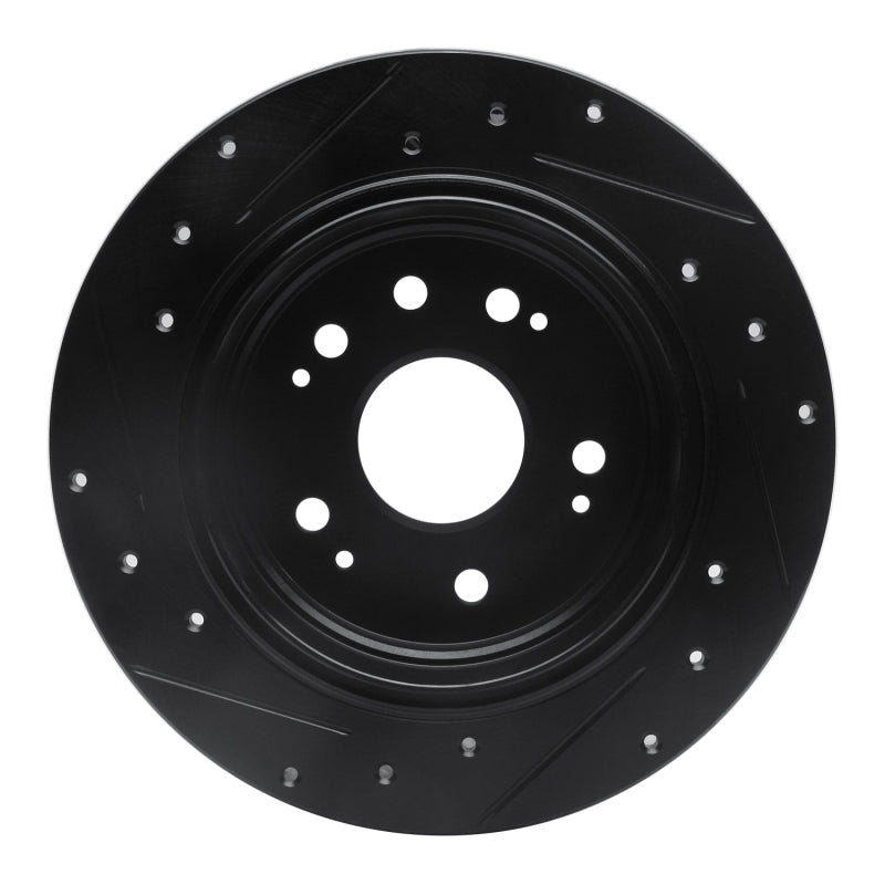 R1 Concepts R1 02-04 Honda CR-V Rear Right Drilled & Slotted Black Brake Rotor