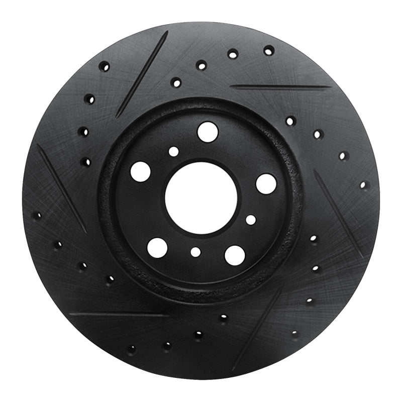R1 Concepts R1 90-91 Toyota Celica Front Right Drilled & Slotted Black Brake Rotor