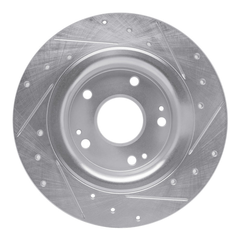 R1 Concepts R1 17-20 Honda Civic Coupe Rear Left Drilled & Slotted Silver Brake Rotor
