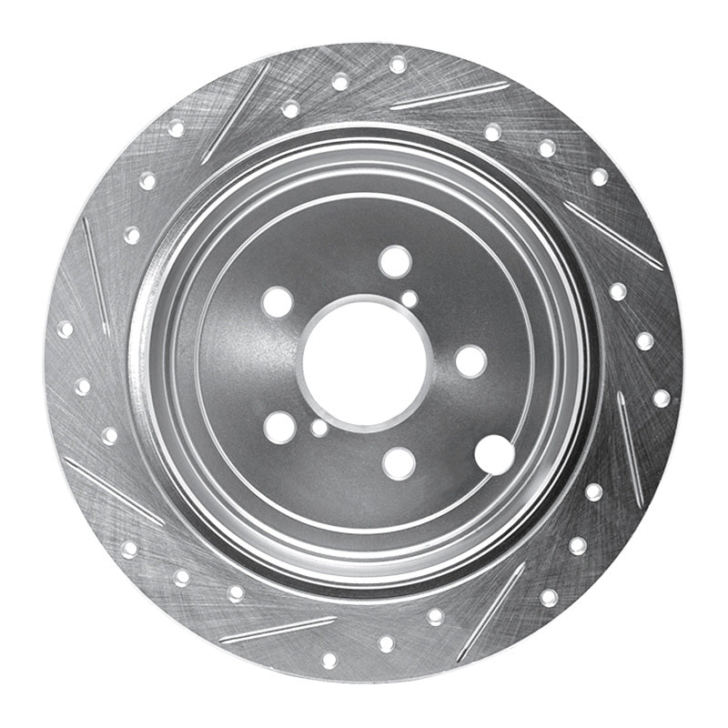 R1 Concepts R1 08-15 Subaru WRX Rear Right Drilled & Slotted Silver Brake Rotor