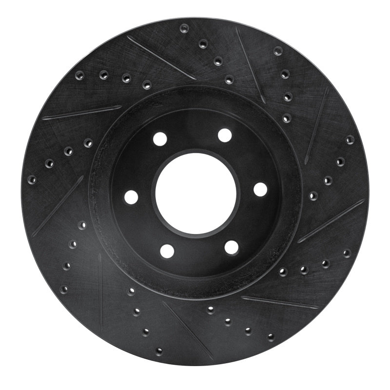 R1 Concepts R1 06-09 Chevrolet Trailblazer Front Left Drilled & Slotted Black Brake Rotor