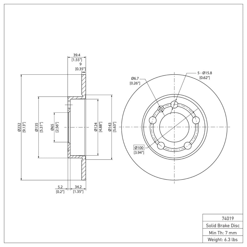 DFC 98-24 Audi TT Rear Brake Rotor
