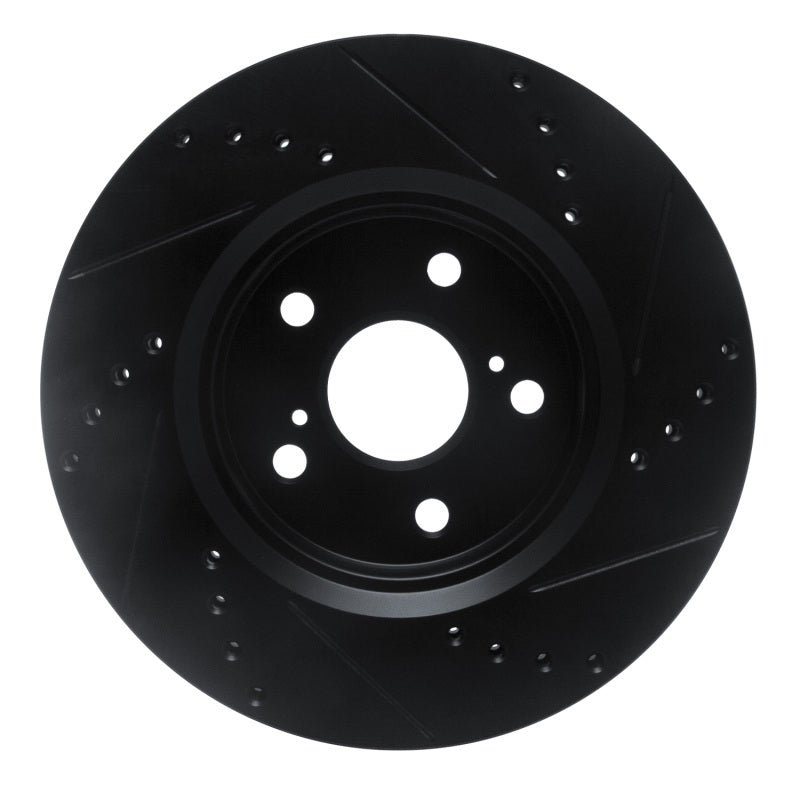 R1 Concepts R1 18-22 Toyota C-HR Front Left Drilled & Slotted Black Brake Rotor