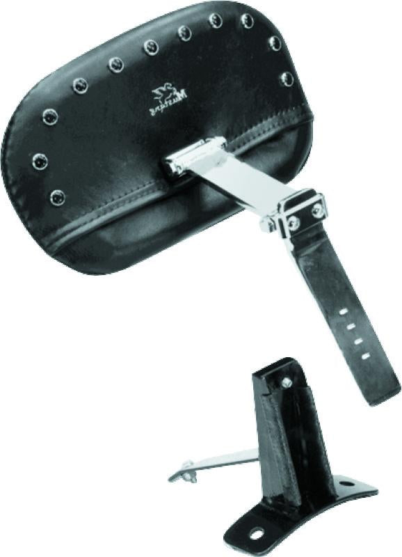Mustang Motorcycle Mustang 08-21 Harley FL Touring Driver Backrest Kit w/Blk Pearl Studs- Black