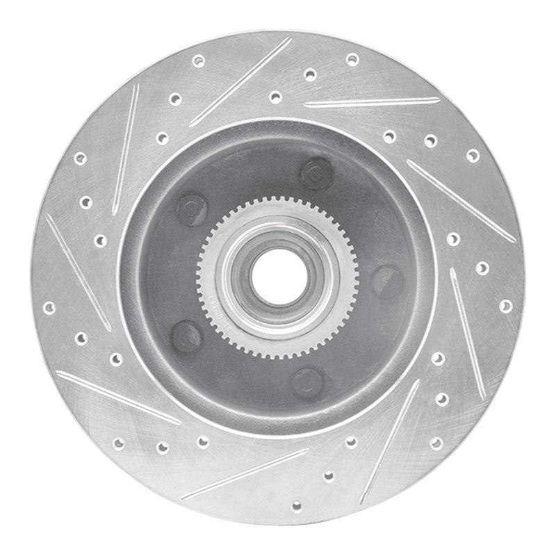 R1 Concepts R1 94-03 Ford E-150 Econoline Club Wagon Front Right Drilled & Slotted Silver Brake Rotor
