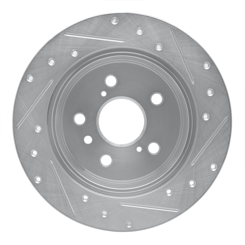 R1 Concepts R1 07-12 Lexus ES350 Rear Left Drilled & Slotted Silver Brake Rotor