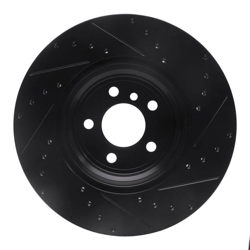 R1 Concepts R1 07-19 BMW X6 Rear Left Drilled & Slotted Black Brake Rotor