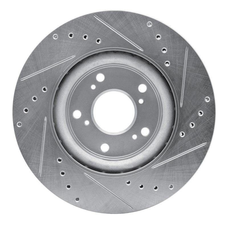 R1 Concepts R1 12-16 Honda CR-V Front Left Drilled & Slotted Silver Brake Rotor