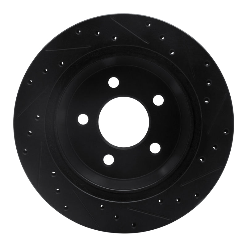 R1 Concepts R1 94-04 Ford Mustang Rear Left Drilled & Slotted Black Brake Rotor