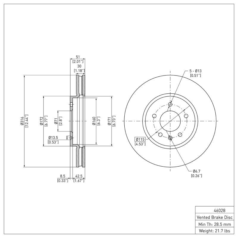 DFC 09-11 Cadillac STS Front Brake Rotor