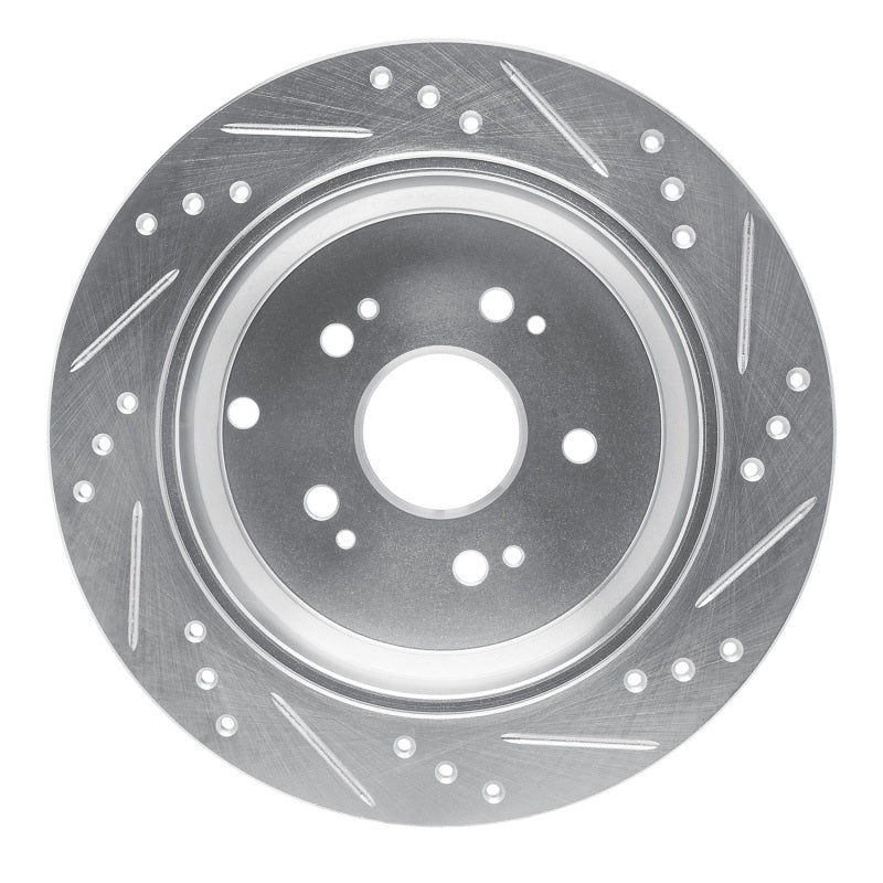 R1 Concepts R1 05-18 Acura RDX Rear Left Drilled & Slotted Silver Brake Rotor