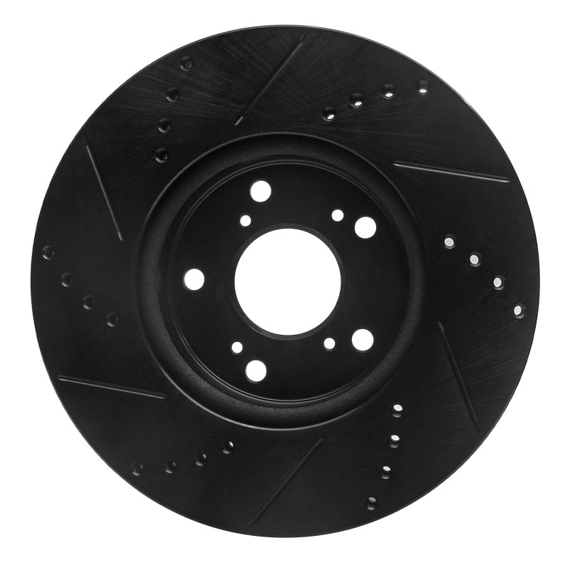 R1 Concepts R1 13-25 Honda Civic Hatchback Front Right Drilled & Slotted Black Brake Rotor