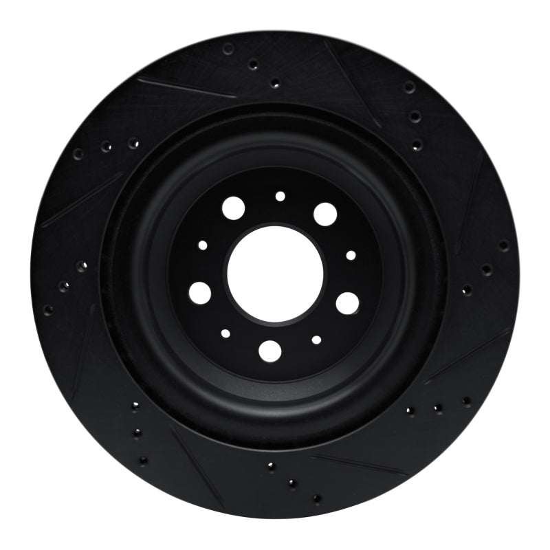 R1 Concepts R1 2017-2025 Tesla Model 3 Rear Left Drilled & Slotted Black Brake Rotor