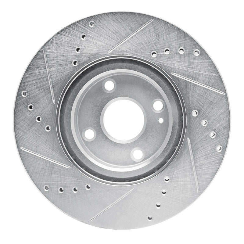 R1 Concepts R1 2016-2025 Fiat 124 Spider Front Right Drilled & Slotted Silver Brake Rotor