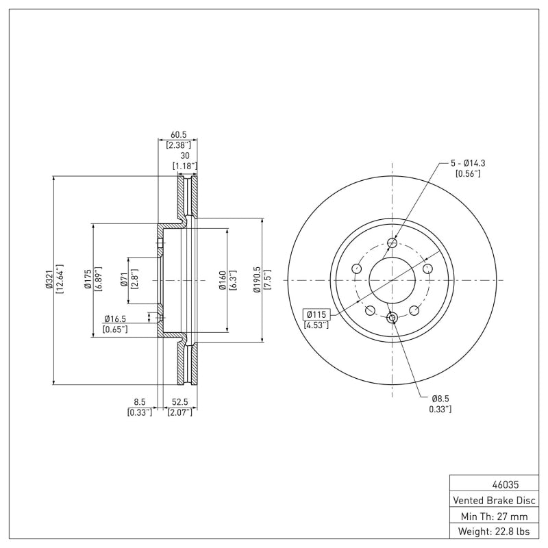 DFC 13-25 Cadillac CT4 Front GeoSPEC Coated Rotor