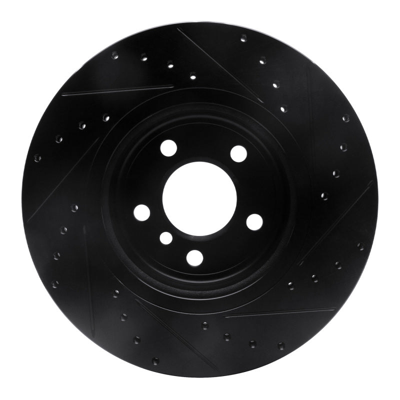 R1 Concepts R1 11-16 BMW 528I xDrive Front Left Drilled & Slotted Black Brake Rotor