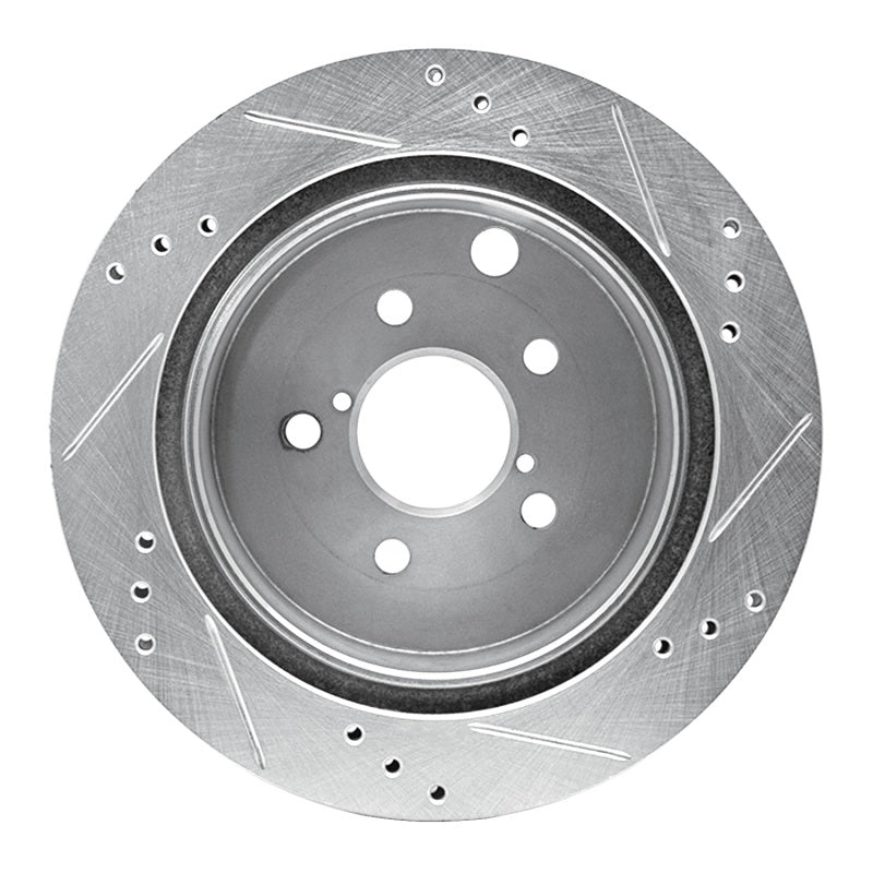 R1 Concepts R1 14-18 Subaru Forester Rear Left Drilled & Slotted Silver Brake Rotor