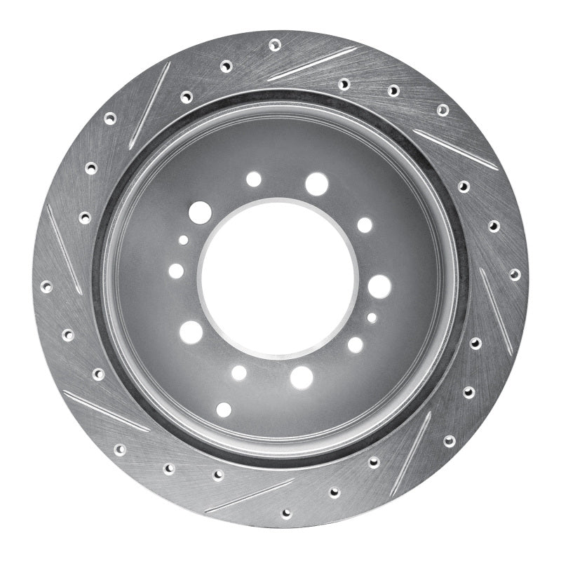R1 Concepts R1 17-21 Toyota Land Cruiser Rear Right Drilled & Slotted Silver Brake Rotor