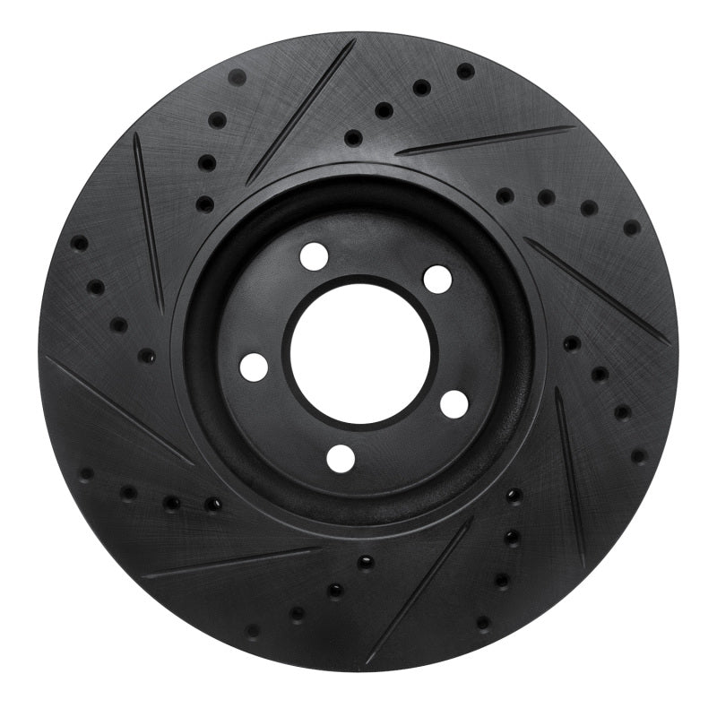 R1 Concepts R1 06-08 Jaguar S-Type Front Right Drilled & Slotted Black Brake Rotor