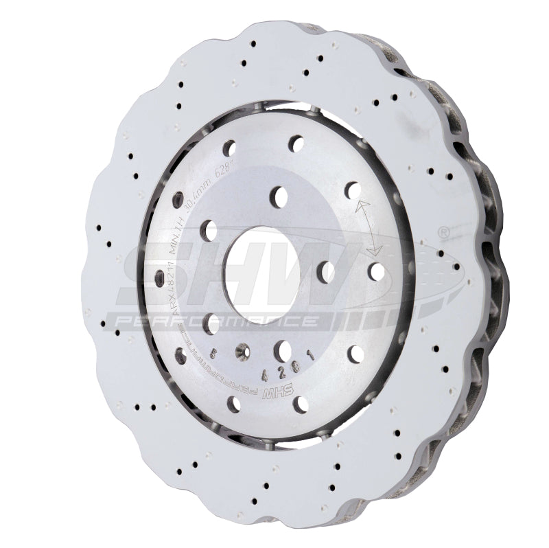 SHW Performance SHW 14-20 Audi R8 5.2L (Excl Ceramic Brake) Rear Drill-Dimp Lightweight Wavy Brake Rotor(4S0615601B)