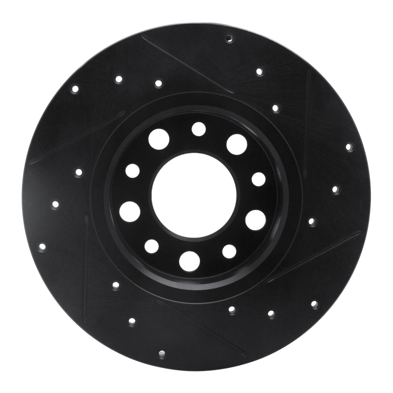 R1 Concepts R1 15-25 Alfa Romeo Tonale Rear Left Drilled & Slotted Black Brake Rotor