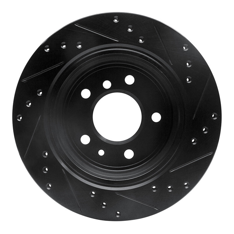 R1 Concepts R1 91-95 BMW 540I Rear Left Drilled & Slotted Black Brake Rotor