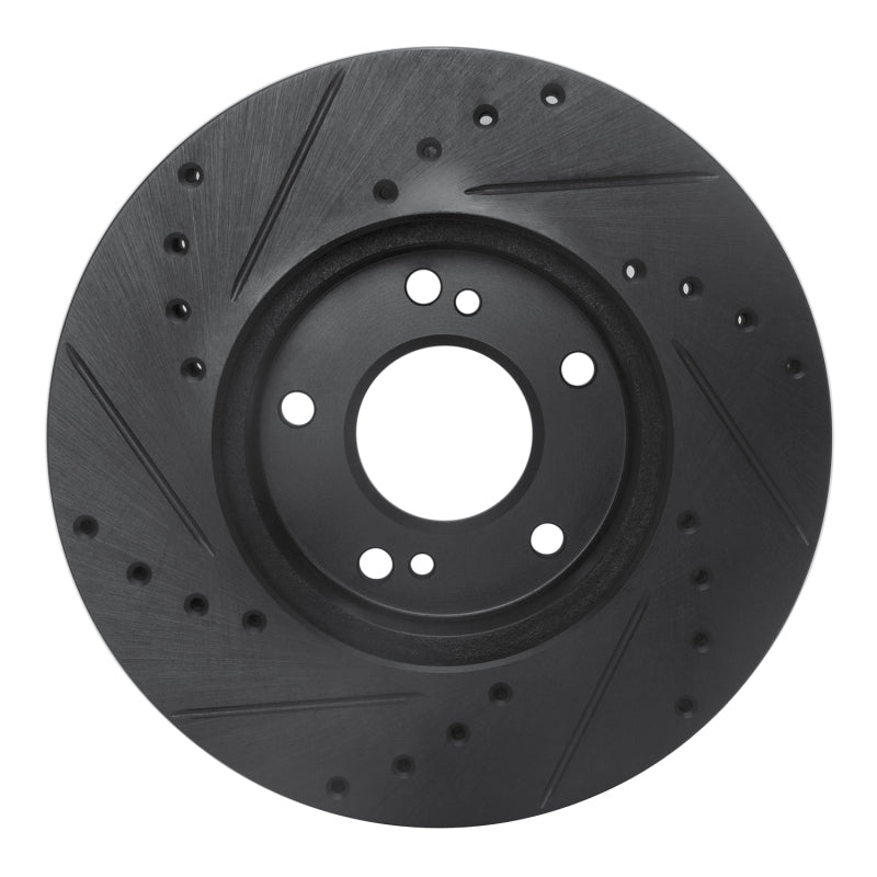 R1 Concepts R1 89-90 Nissan 300ZX Front Right Drilled & Slotted Black Brake Rotor