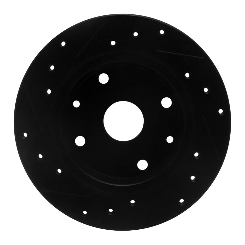 R1 Concepts R1 81-85 Mazda RX-7 Rear Right Drilled & Slotted Black Brake Rotor