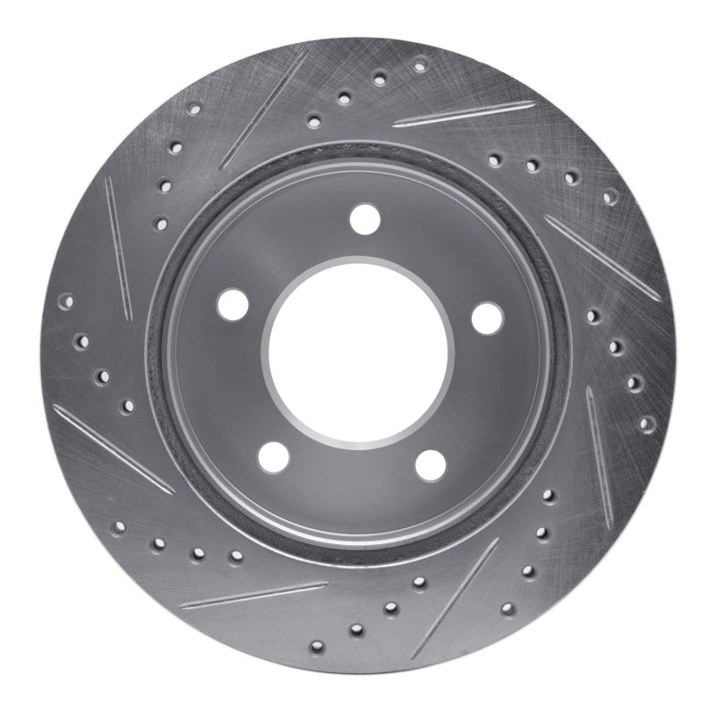 R1 Concepts R1 97-04 Ford F-150 4WD Front Right Drilled & Slotted Silver Brake Rotor