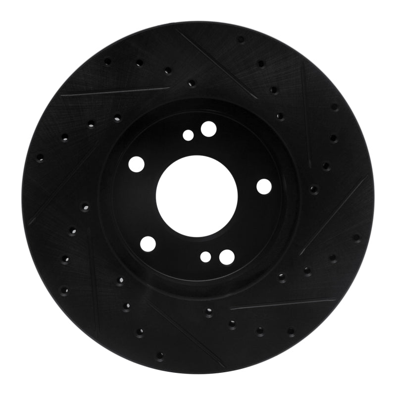 R1 Concepts R1 90-97 Infiniti J30 Front Left Drilled & Slotted Black Brake Rotor