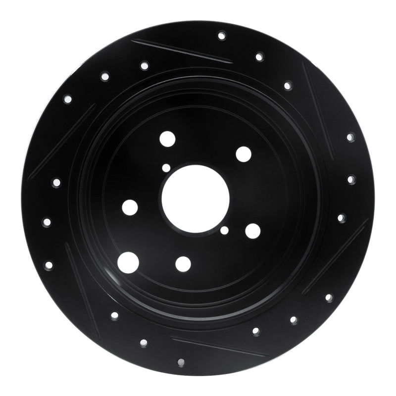 R1 Concepts R1 15-21 Subaru WRX Rear Left Drilled & Slotted Black Brake Rotor