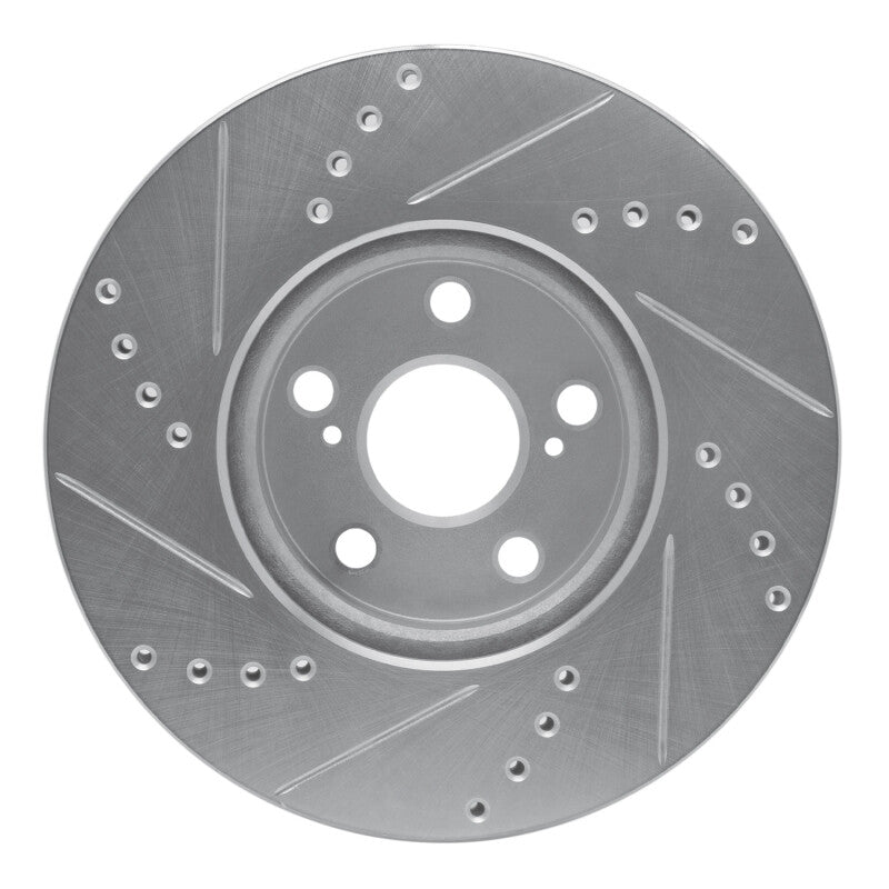R1 Concepts R1 08-19 Pontiac Vibe Front Right Drilled & Slotted Silver Brake Rotor