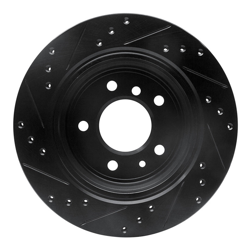 R1 Concepts R1 91-95 BMW M5 Rear Right Drilled & Slotted Black Brake Rotor