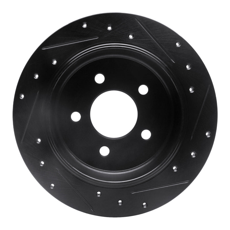 R1 Concepts R1 96-02 Ford Crown Victoria Rear Left Drilled & Slotted Black Brake Rotor