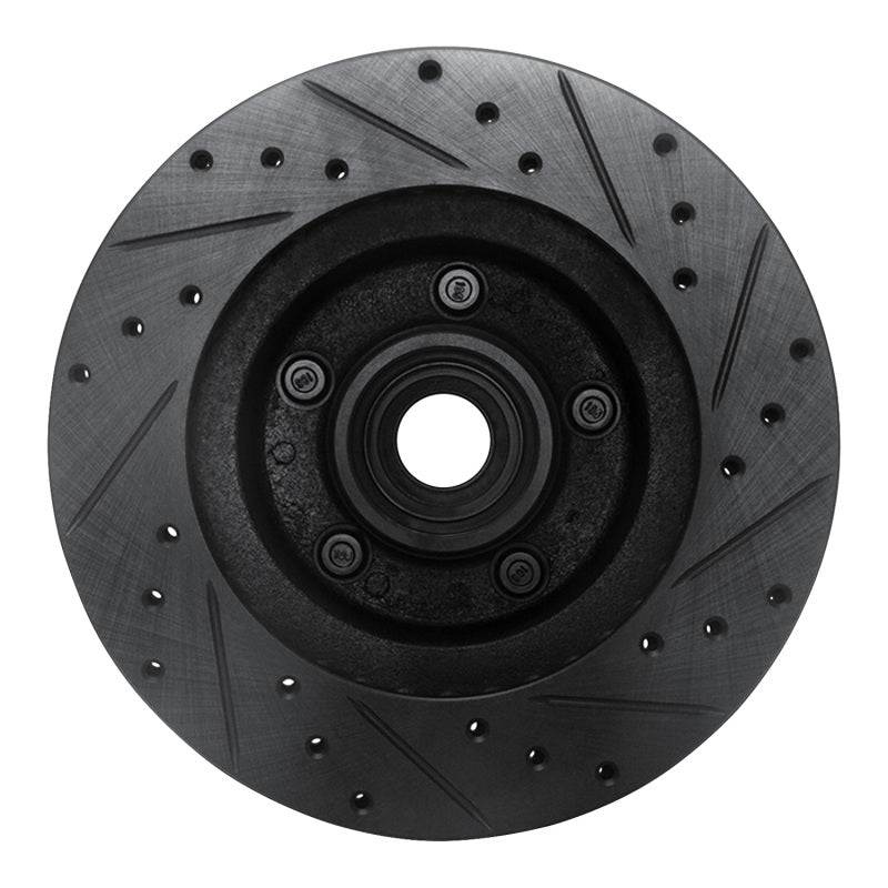 R1 Concepts R1 80-83 Ford F-150 RWD Front Left Drilled & Slotted Black Brake Rotor