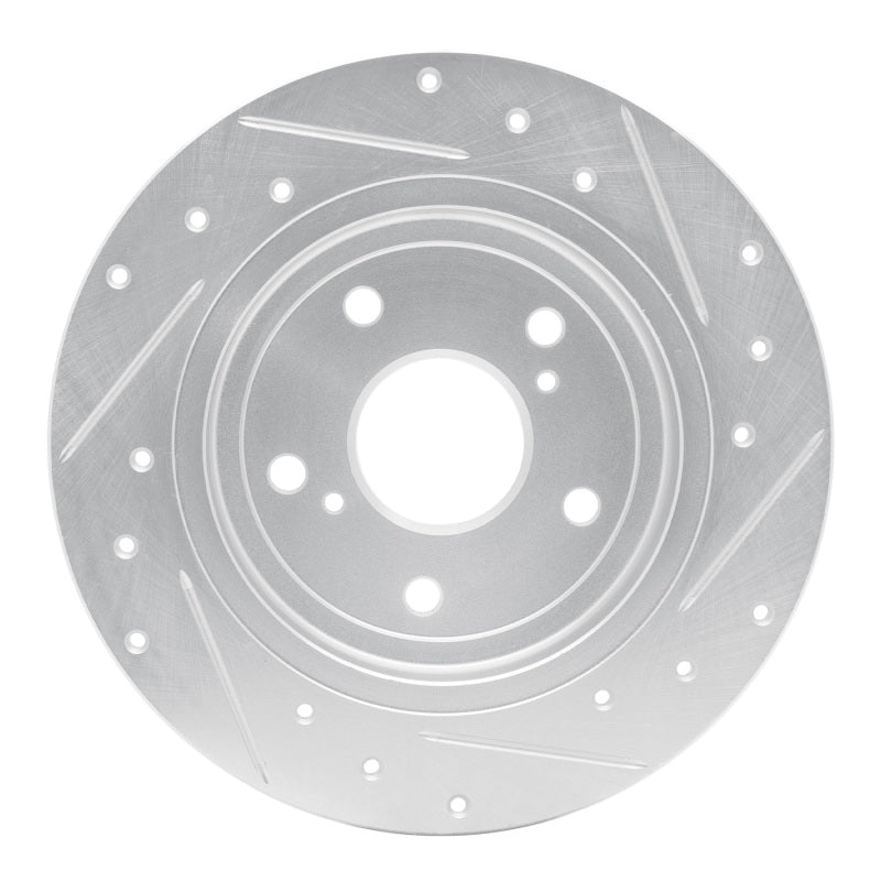 R1 Concepts R1 07-14 Suzuki SX4 Rear Left Drilled & Slotted Silver Brake Rotor