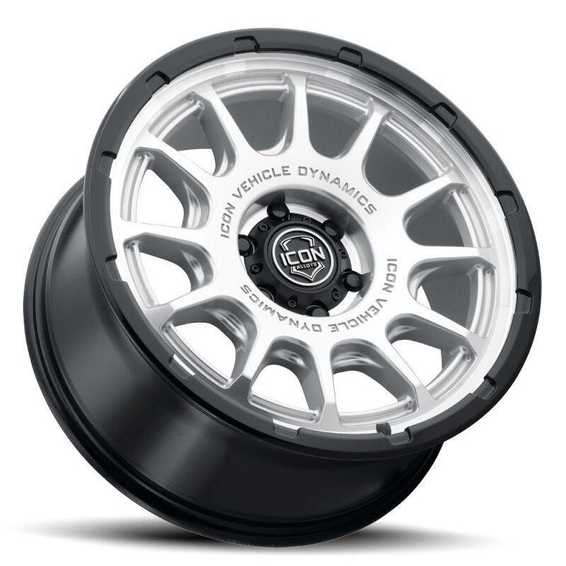 ICON Alloys Rancho 20x9 / 6x135 / 16mm / 5.625in BS Silver Machined w/ Gloss Black Lip Wheel