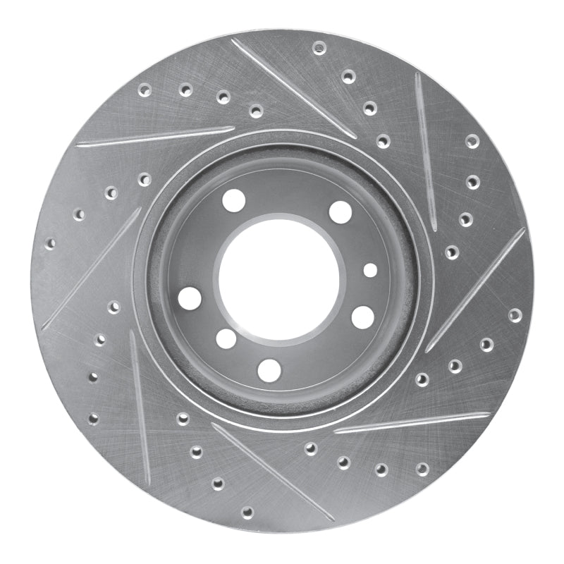 R1 Concepts R1 89-95 BMW 525IT Front Left Drilled & Slotted Silver Brake Rotor