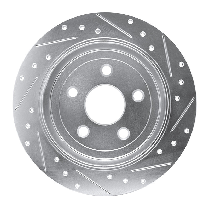 R1 Concepts R1 07-18 Jeep Wrangler Rear Left Drilled & Slotted Silver Brake Rotor