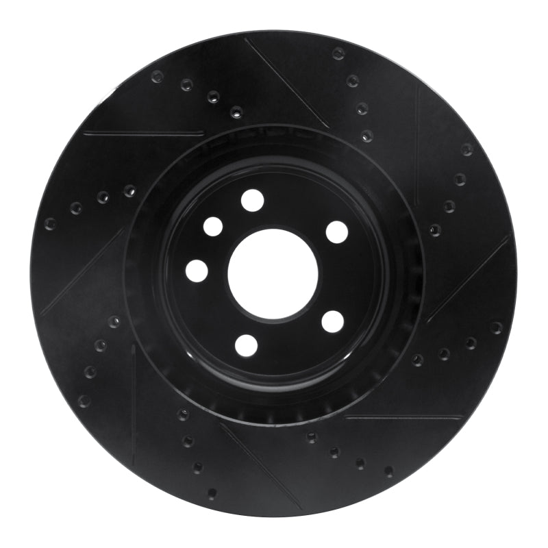 R1 Concepts R1 15-19 Jaguar E-Pace Front Left Drilled & Slotted Black Brake Rotor