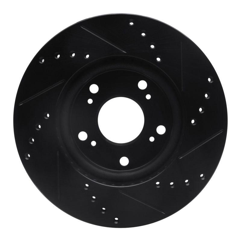 R1 Concepts R1 03-17 Acura ILX Front Left Drilled & Slotted Black Brake Rotor